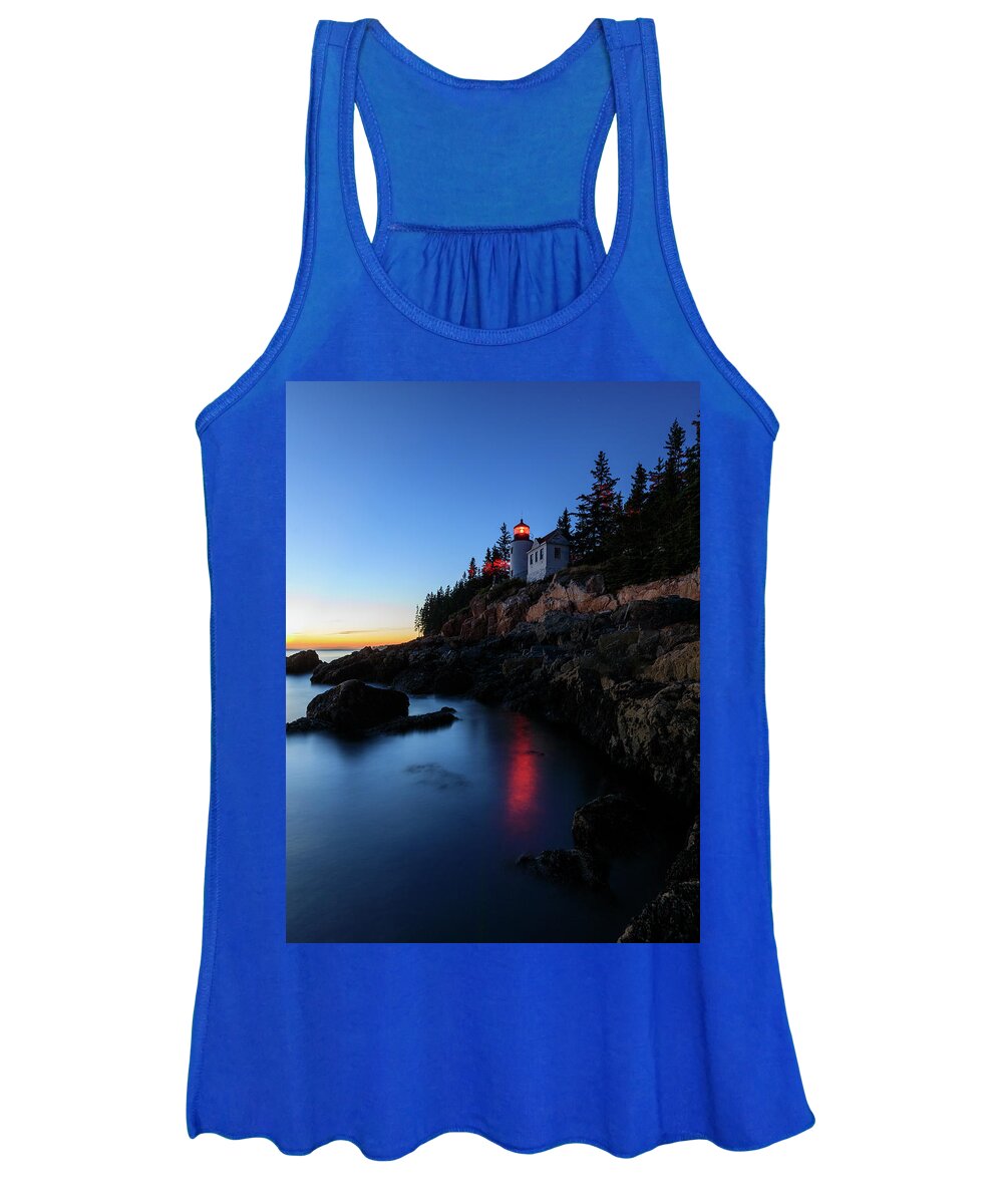 Bass Harbor Head Lighthouse Women's Tank Top featuring the photograph Red Light by Rob Davies