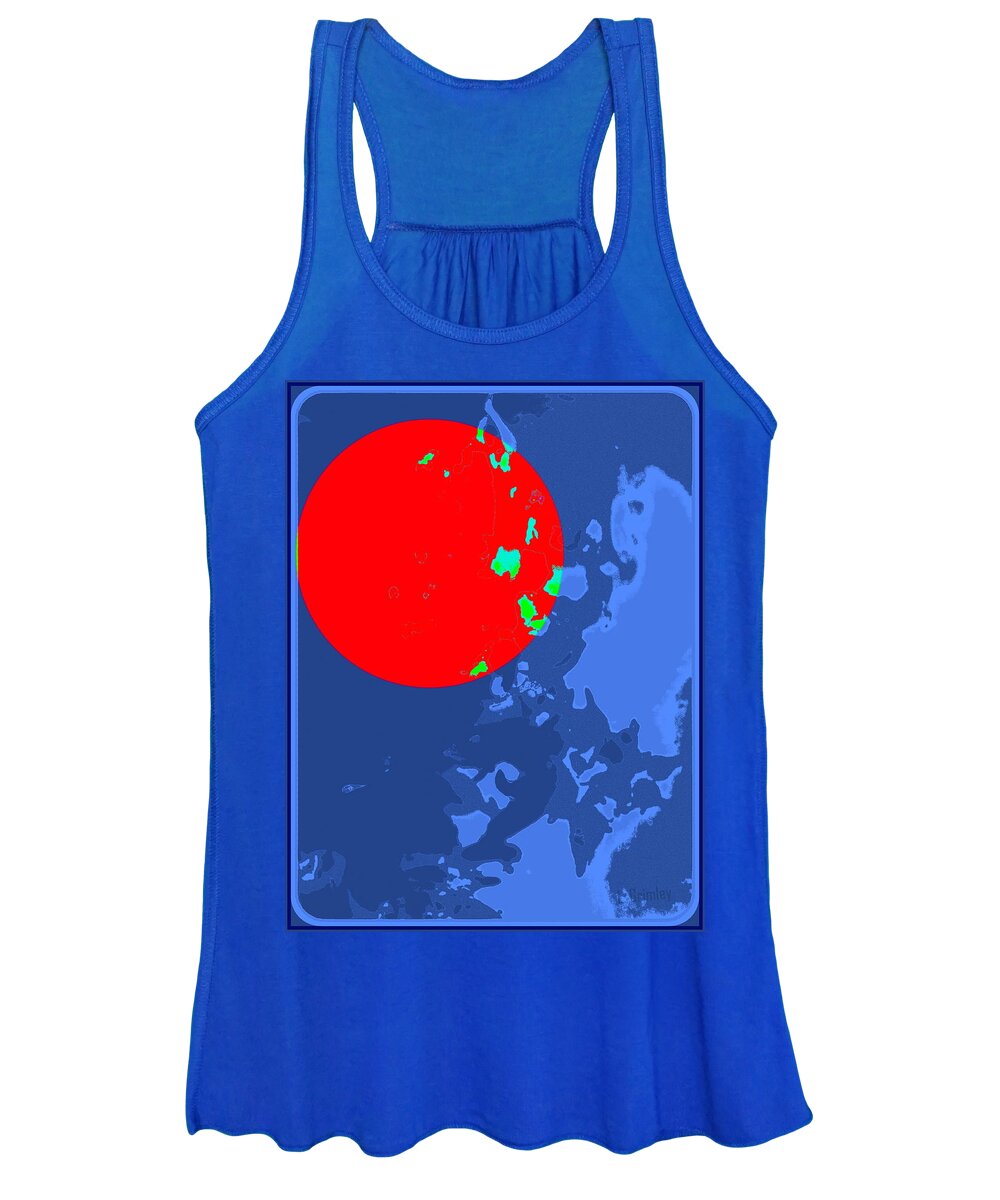 Red Women's Tank Top featuring the digital art Red Moon by Lessandra Grimley