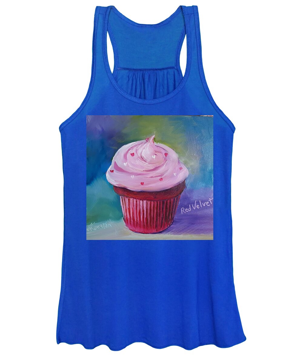 Red Velvet Cupcake Women's Tank Top featuring the painting Red Velvet Cupcake by Judy Fischer Walton