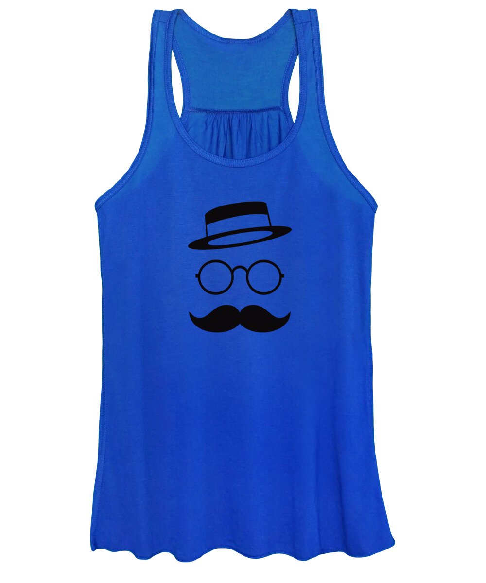 Les Claypool Women's Tank Top featuring the digital art Retro Minimal vintage face with Moustache and Glasses by Philipp Rietz