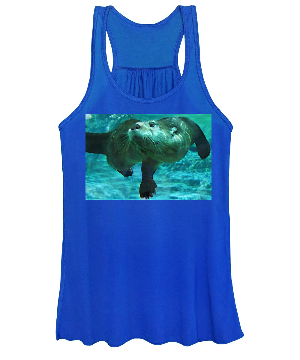 Animal Women's Tank Top featuring the photograph River Otter by Steve Karol