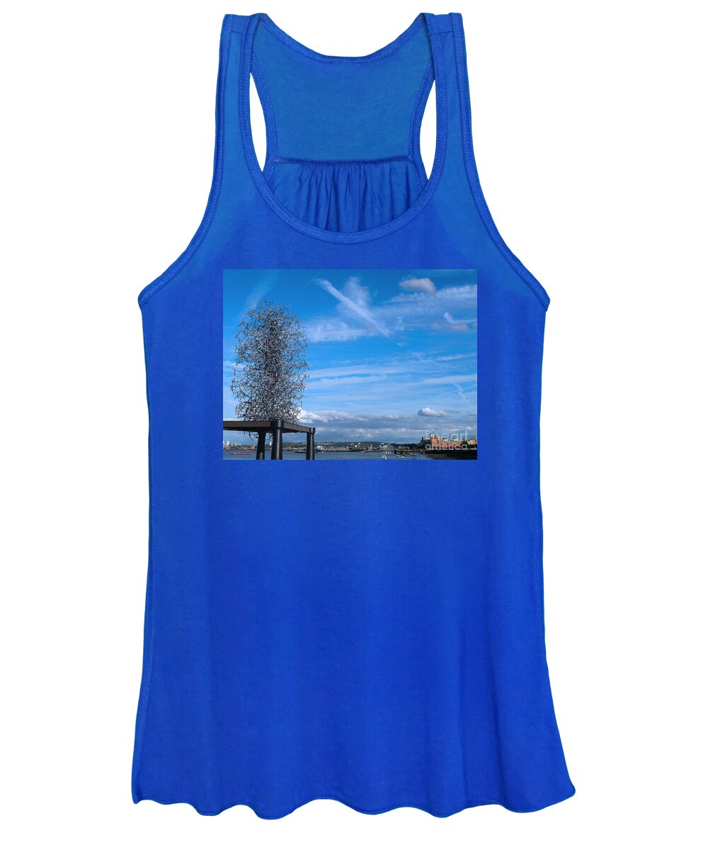 Photography Women's Tank Top featuring the photograph Sculpture, Skyline And Docs by Francesca Mackenney
