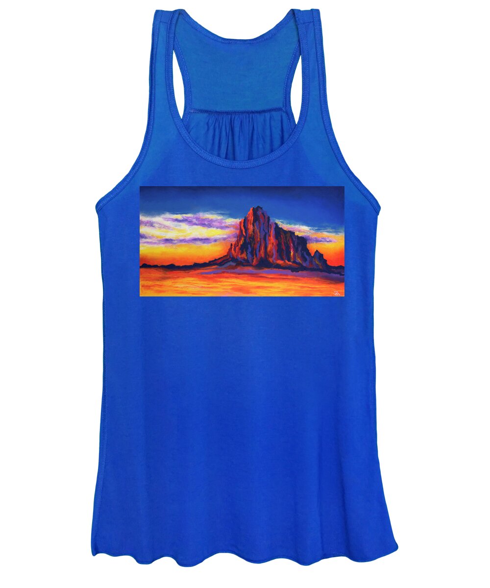 Shiprock Women's Tank Top featuring the painting Shiprock Mountain by Stephen Anderson