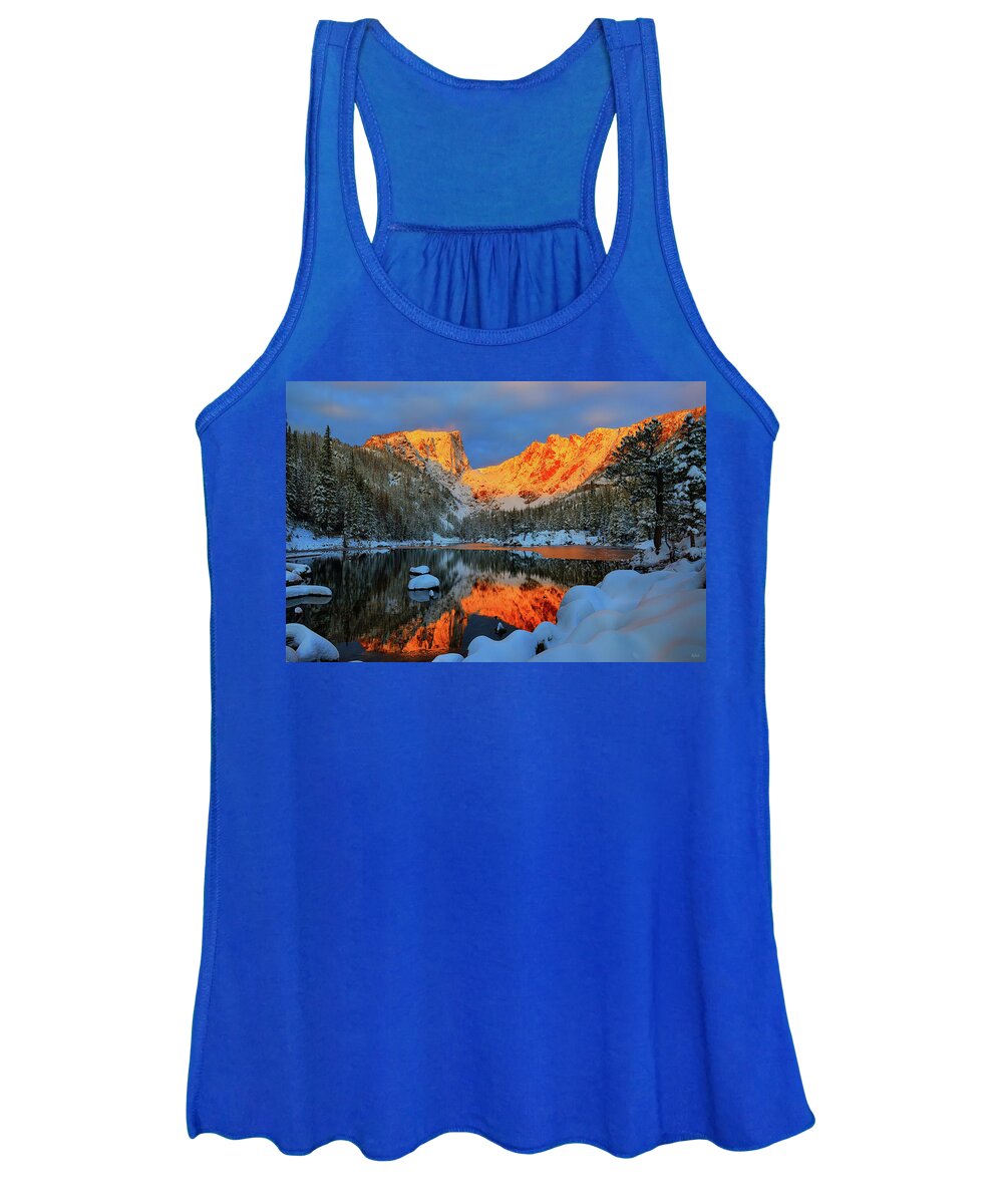 Dream Lake Women's Tank Top featuring the photograph Snowy Dawn at Dream Lake by Greg Norrell