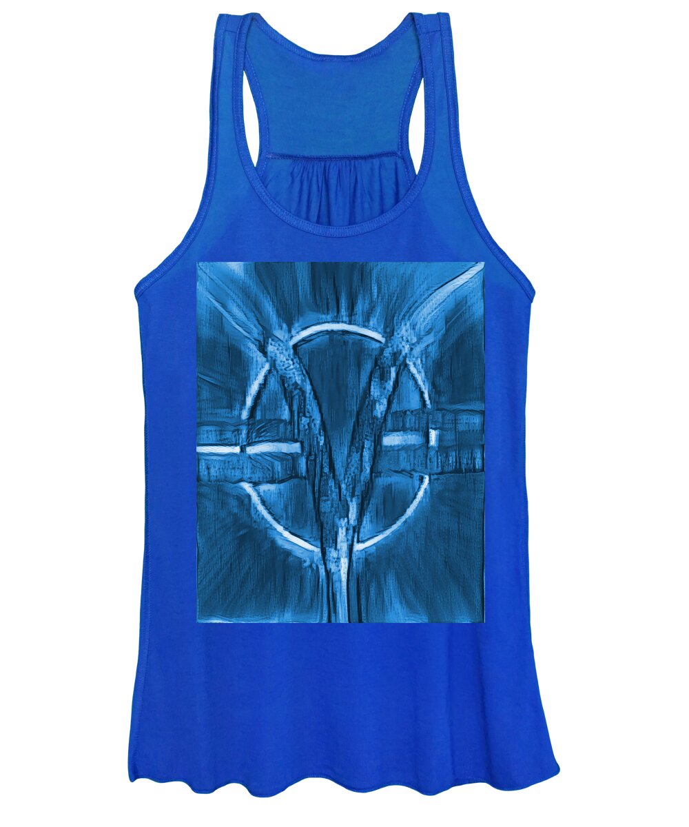 Janice Lohman Women's Tank Top featuring the digital art SOM Symbol - Blue C101 by Artistic Mystic