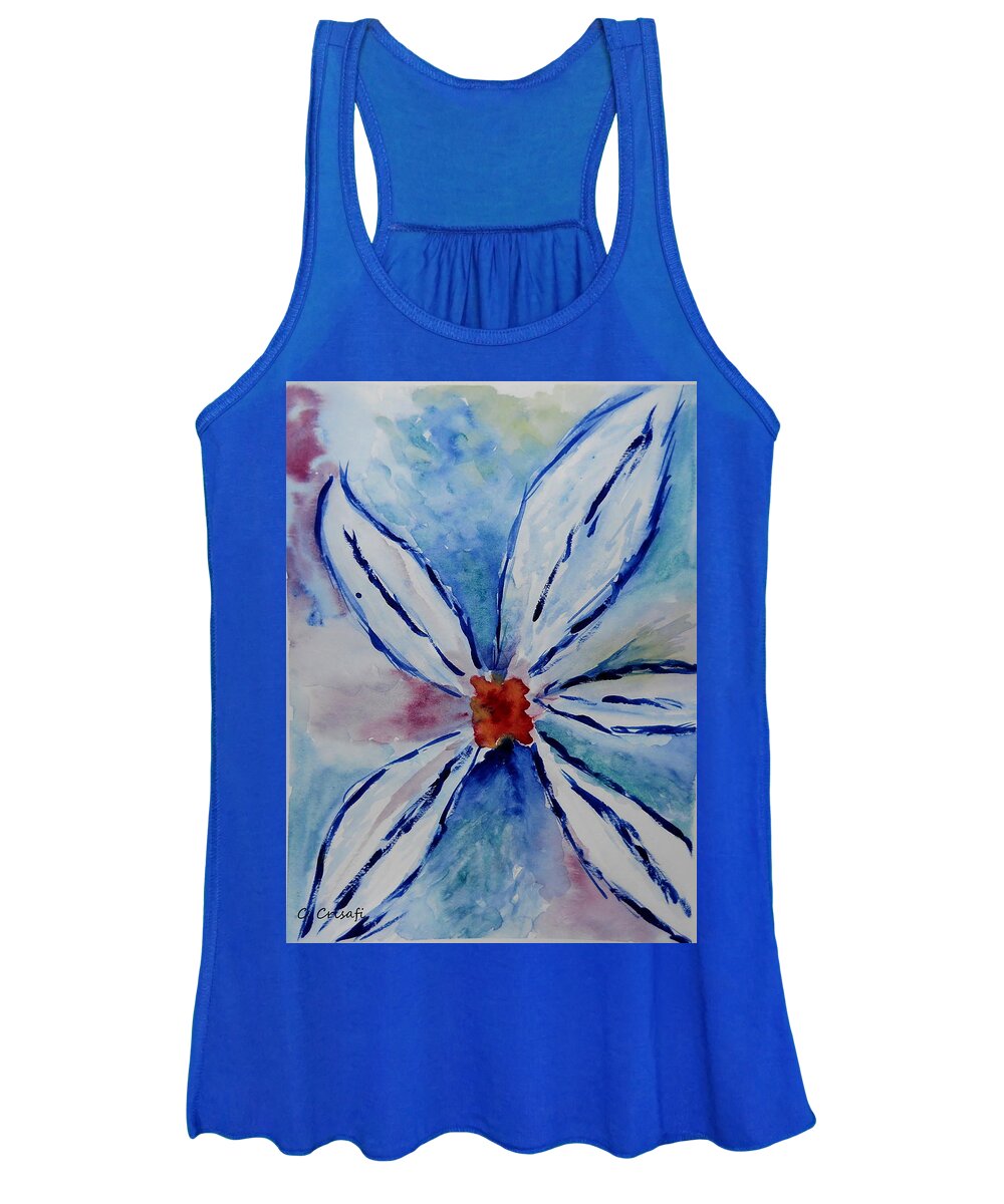 Flower Women's Tank Top featuring the painting Some Kind of Flower by Carol Crisafi