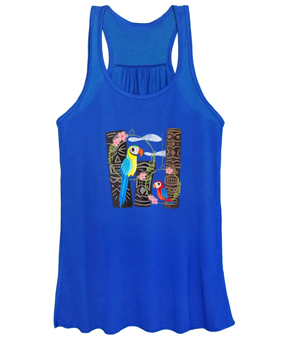 Painting Women's Tank Top featuring the painting Squeaky Beakies With Freaky Tikis by Little Bunny Sunshine