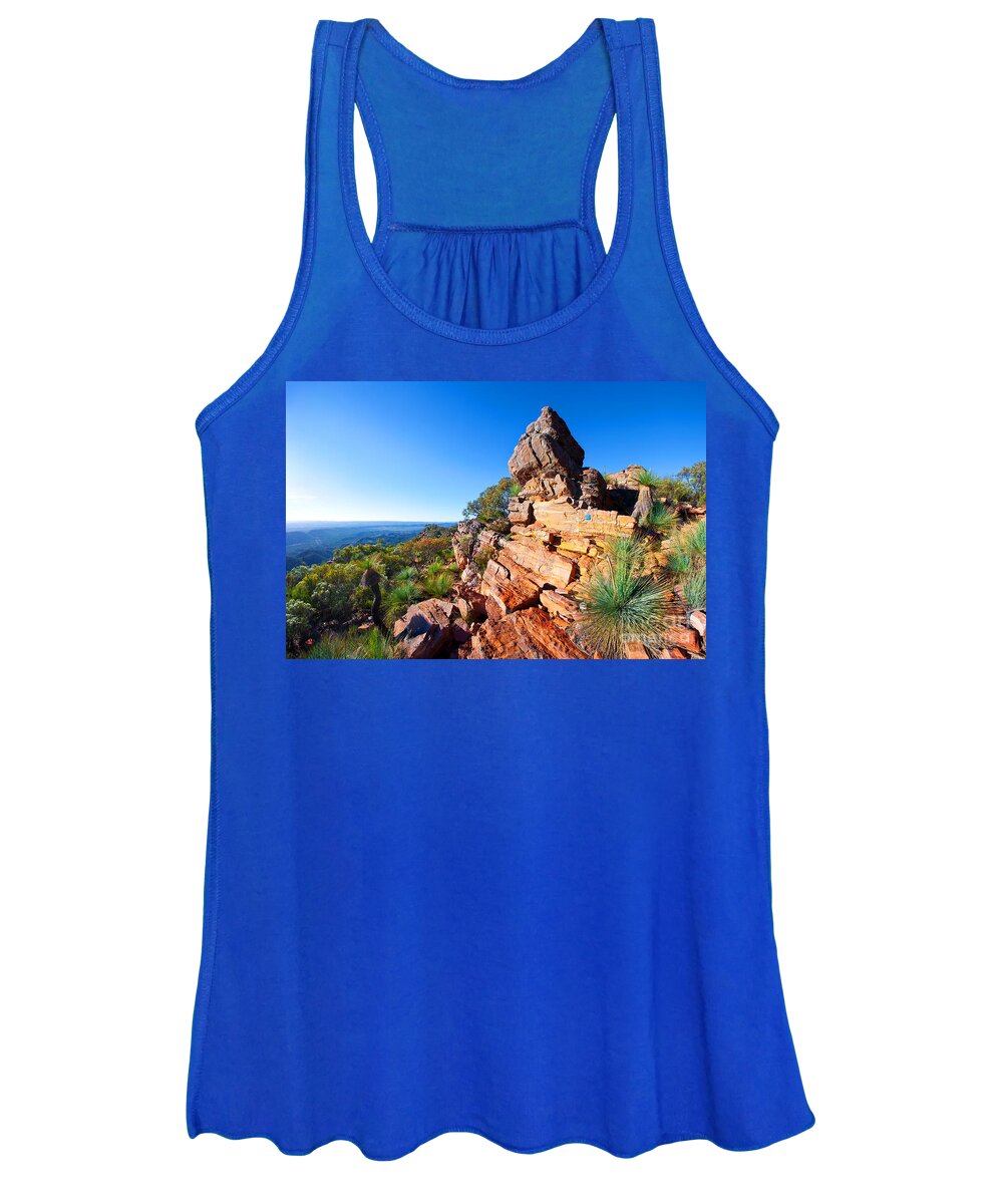 St Mary Peak Wilpena Pound Flinders Ranges Outback South Australia Australian Landscape Landscapes Rocky Outcrop Early Morning Women's Tank Top featuring the photograph St Mary Peak Wilpena Pound by Bill Robinson
