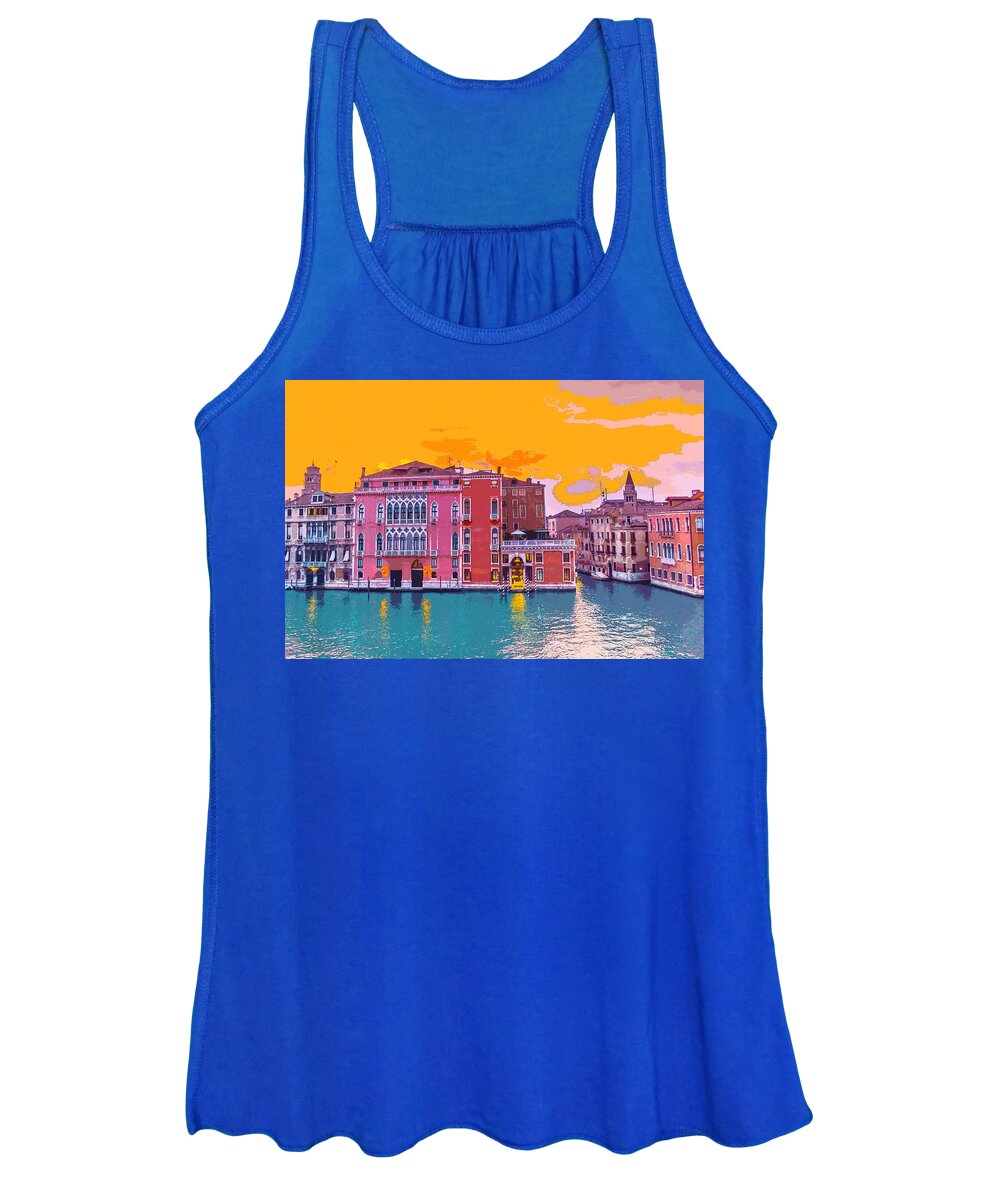 Sunset On The Grand Canal Women's Tank Top featuring the digital art Sunset on the Grand Canal Venice by Anthony Murphy