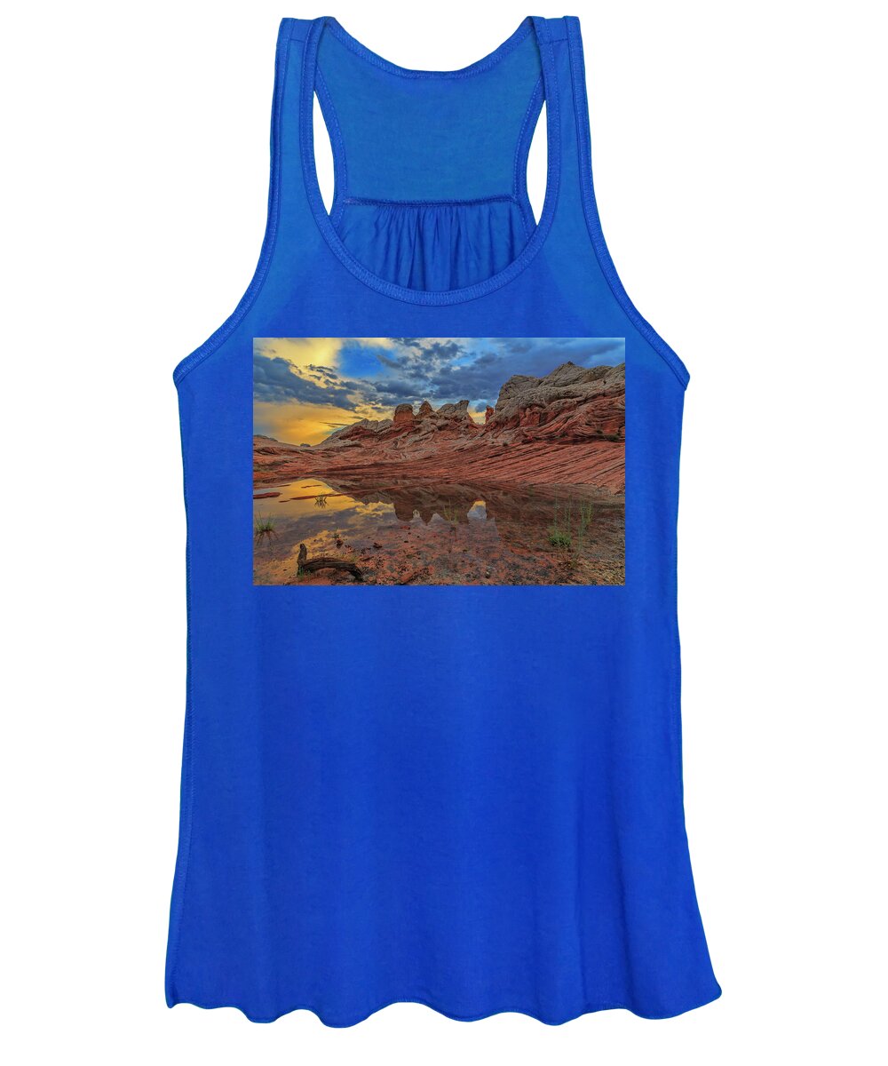 White Pocket Women's Tank Top featuring the photograph Sunset Reflections by Ralf Rohner