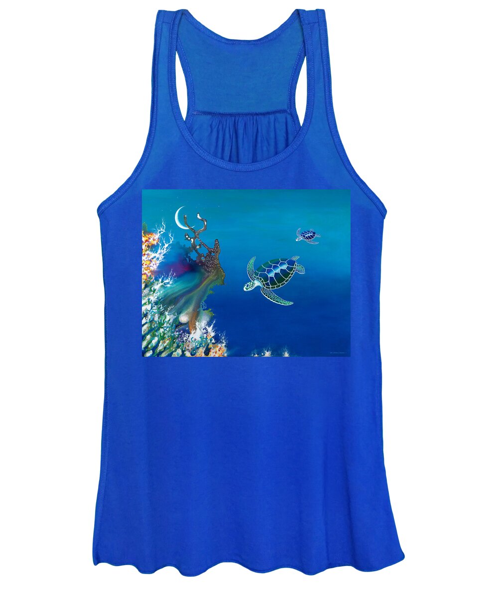 Beach House Women's Tank Top featuring the painting The Twin Turtles of Oceania by Lee Pantas