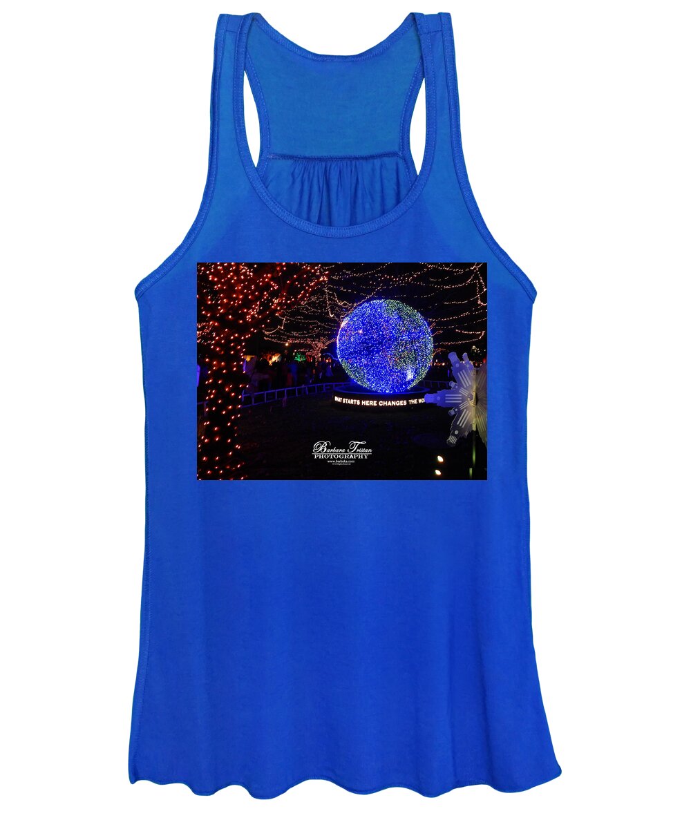 What Starts Here Changes The World Women's Tank Top featuring the photograph Trail of Lights World #7359 by Barbara Tristan