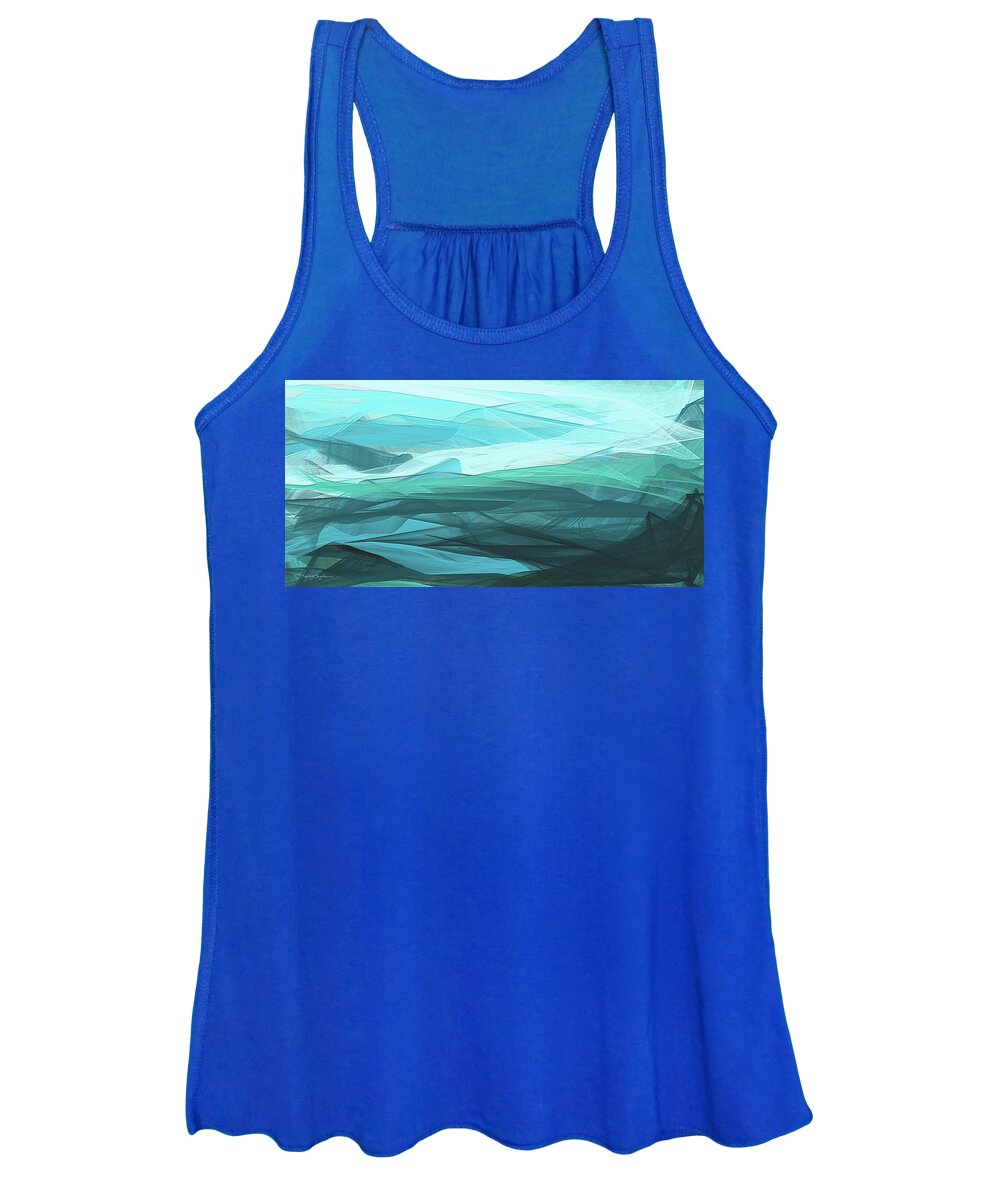 Blue Women's Tank Top featuring the painting Turquoise And Gray Modern Abstract by Lourry Legarde