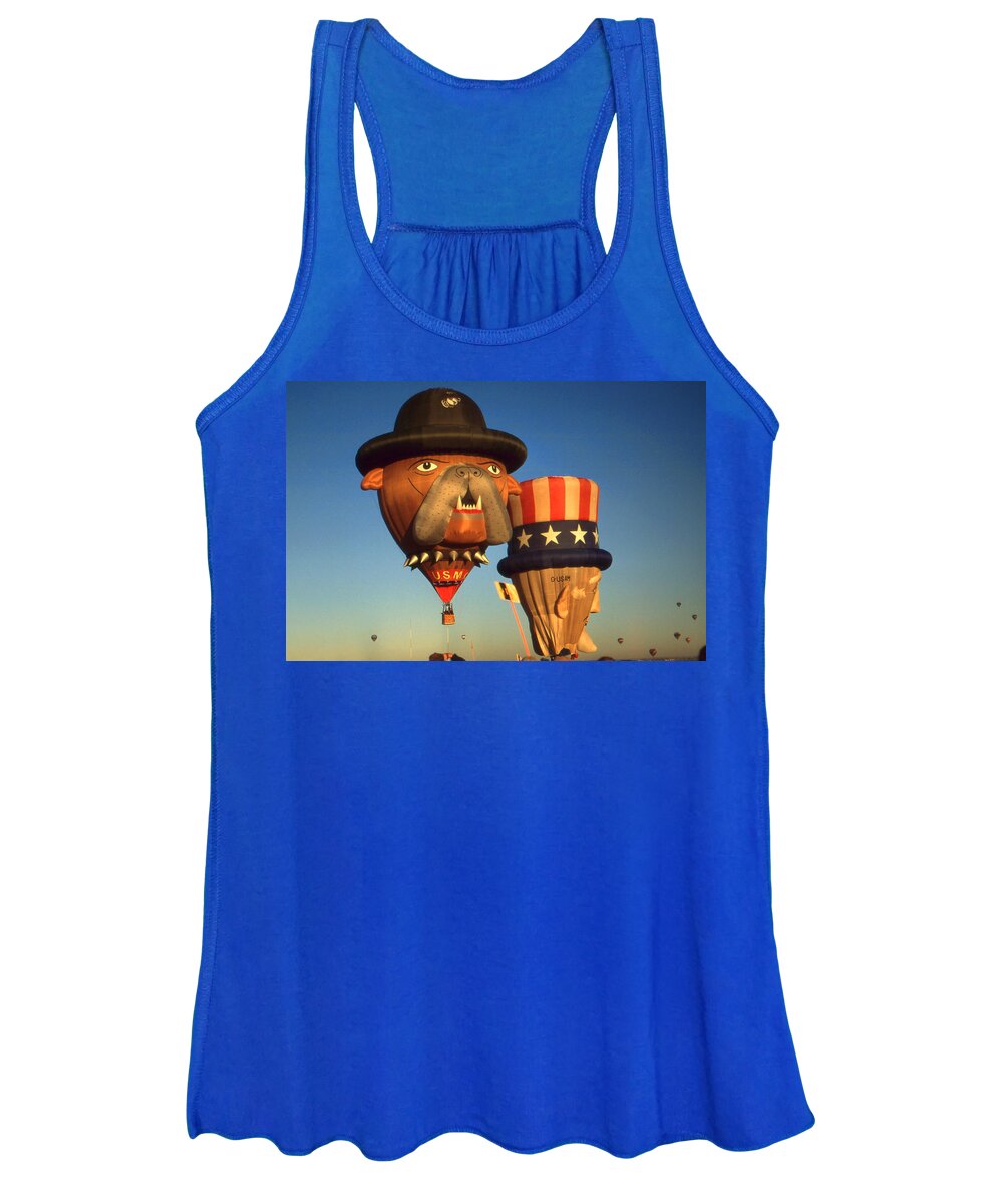 Balloon Women's Tank Top featuring the photograph American Hot Air Balloons - Uncle Sam and Bull Dog by Peter Potter
