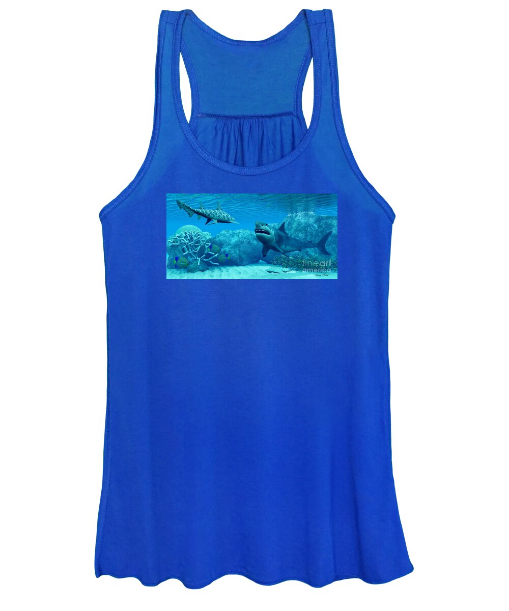 Great White Shark Women's Tank Top featuring the painting Underwater World by Corey Ford
