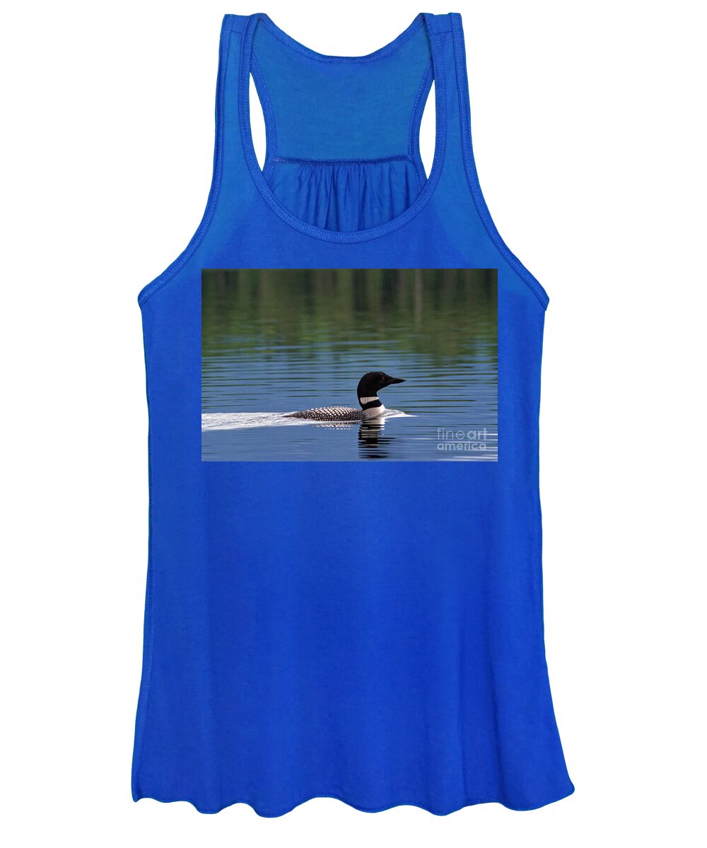 Common Loon Women's Tank Top featuring the photograph Common loon on Crawford Pond, Union, Maine, USA by Kevin Shields