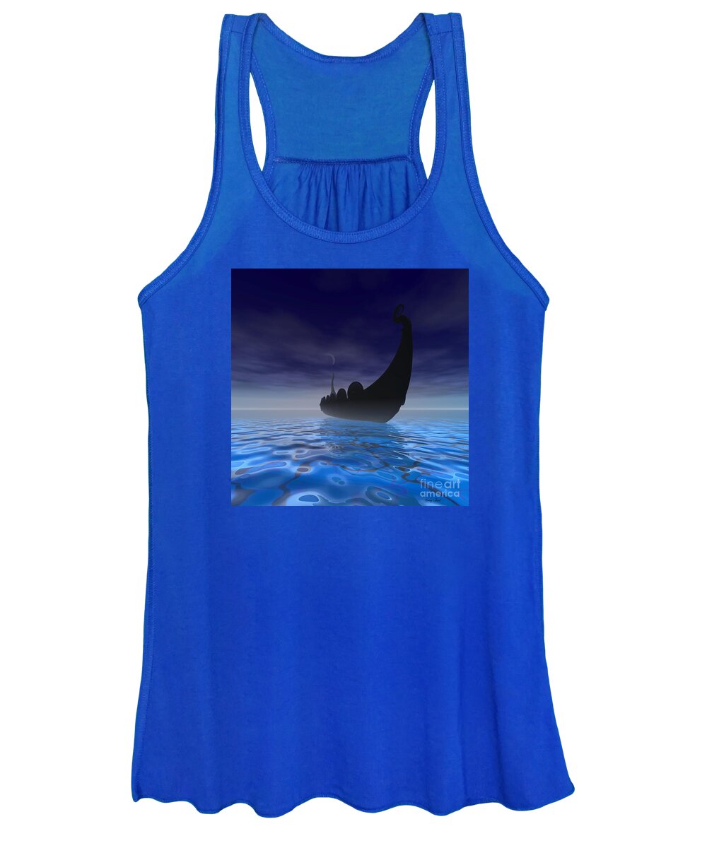 Ancient Women's Tank Top featuring the painting Viking Ship by Corey Ford