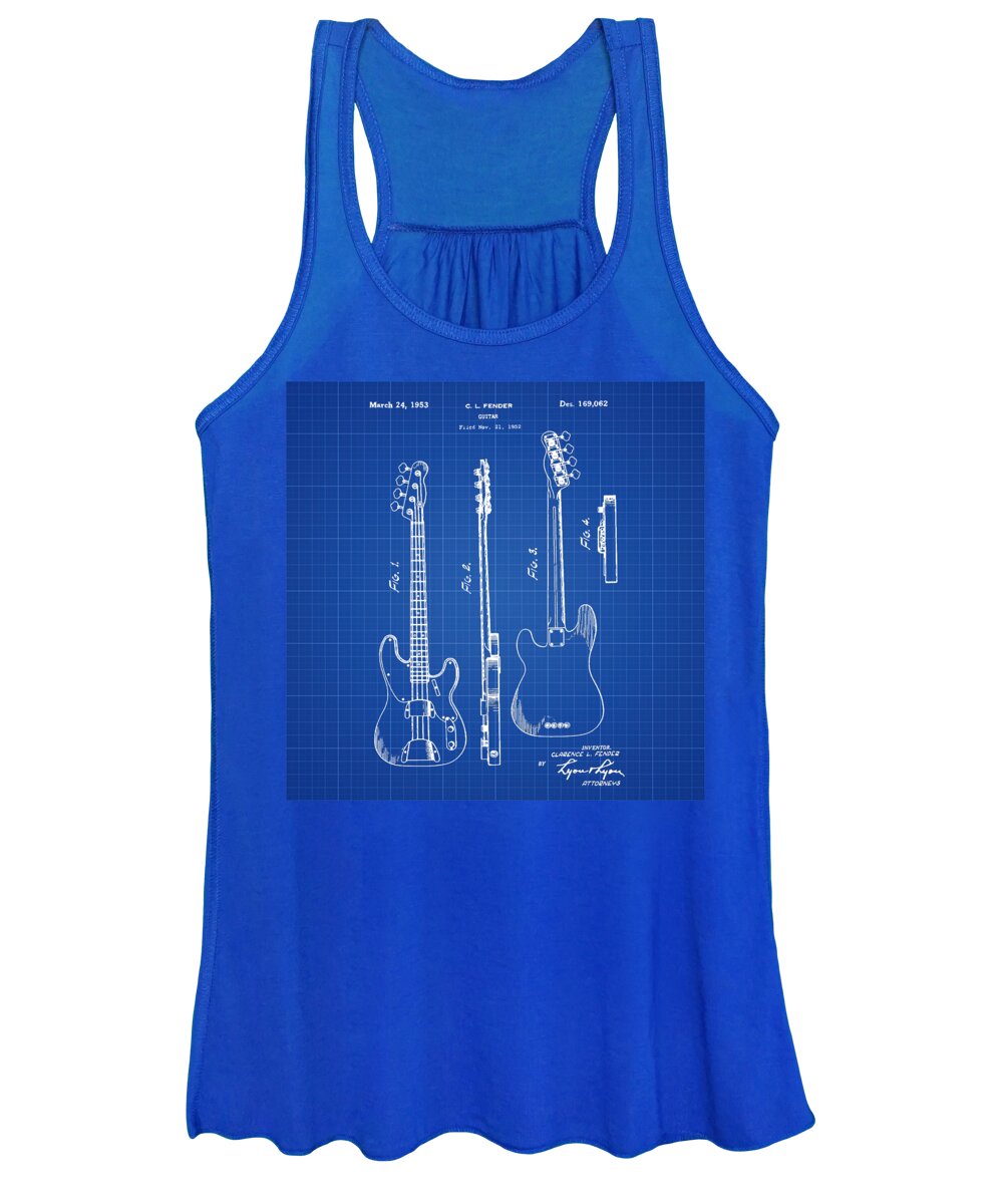 Vintage Women's Tank Top featuring the photograph Vintage 1953 Fender Base Blueprint Patent by Bill Cannon