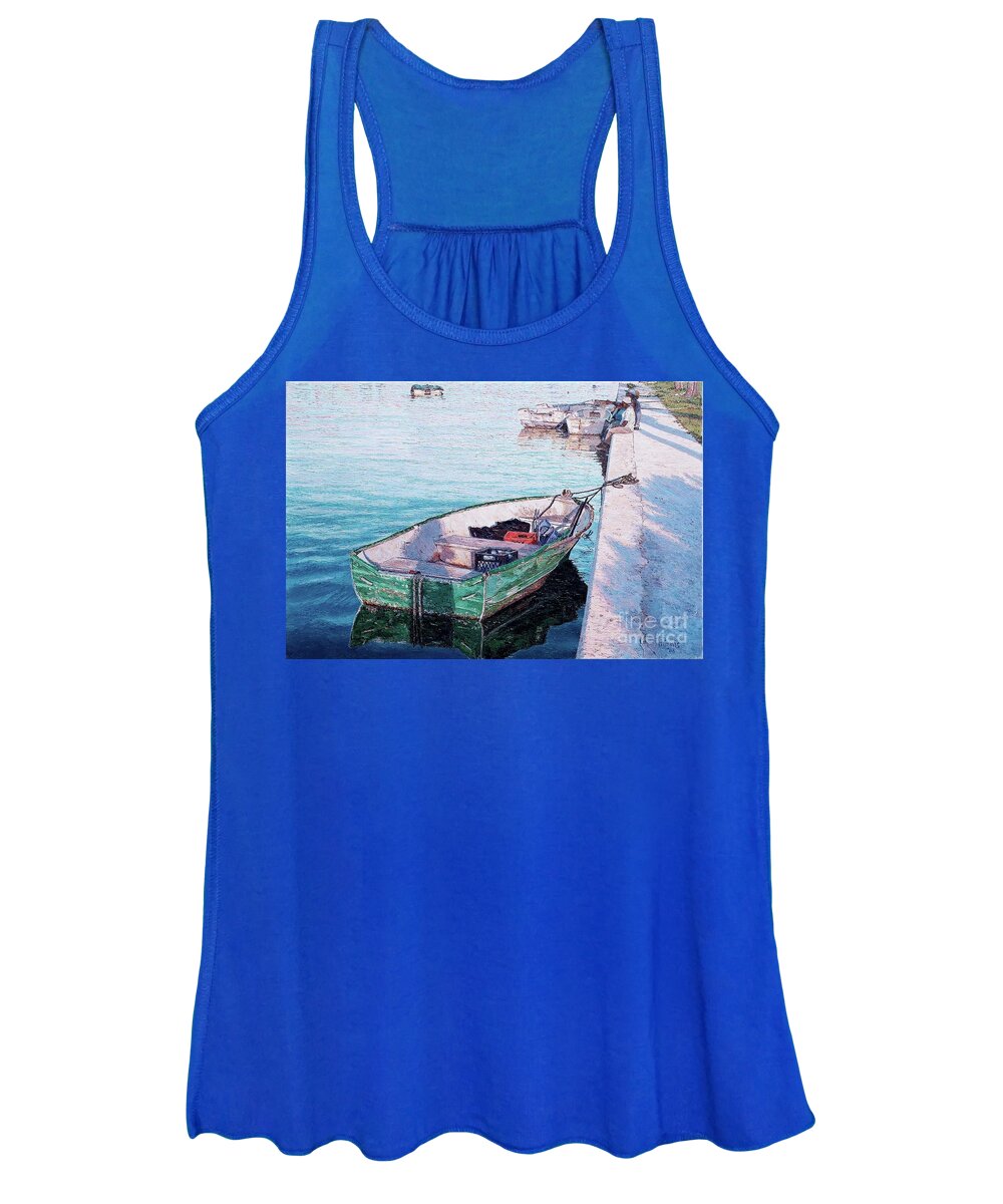 Eddie Women's Tank Top featuring the painting Watching the Tide by Eddie Minnis