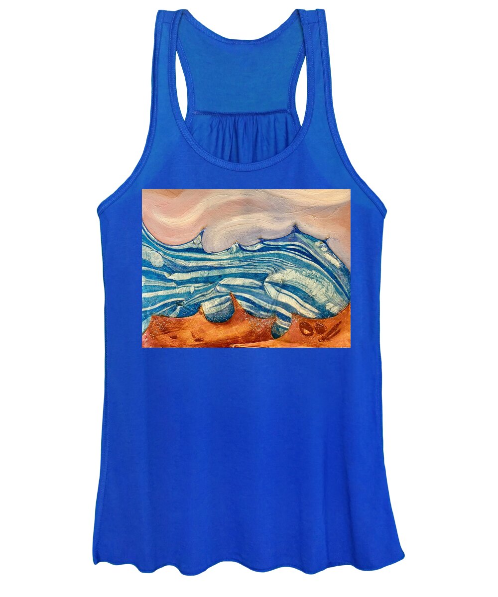 Waves Women's Tank Top featuring the painting Whitecaps by Lynellen Nielsen