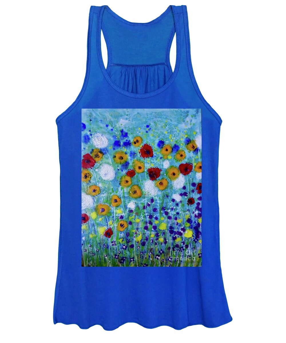 Painting Women's Tank Top featuring the painting Wildflowers Never Fade by Amy Stielstra