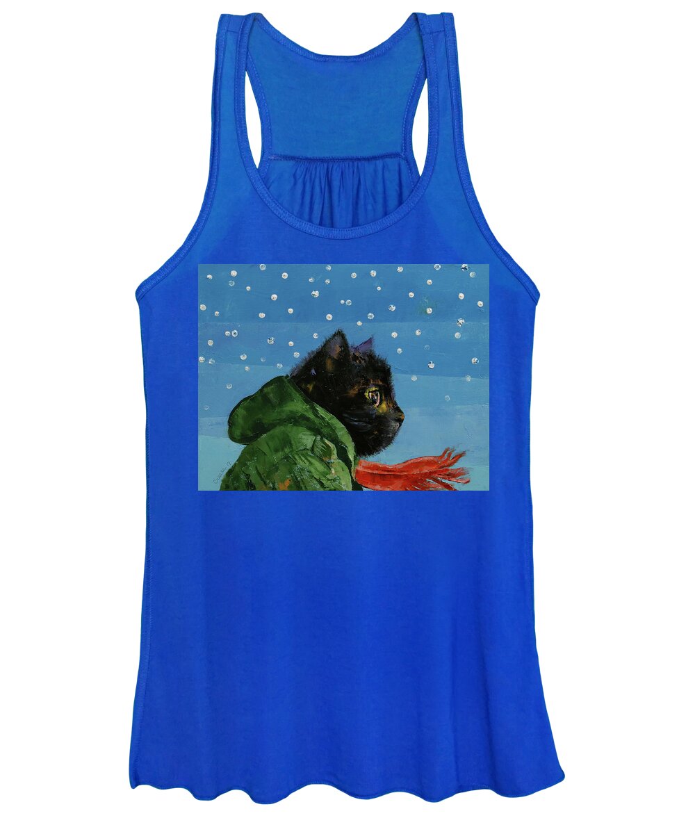 Winter Women's Tank Top featuring the painting Winter Kitten by Michael Creese