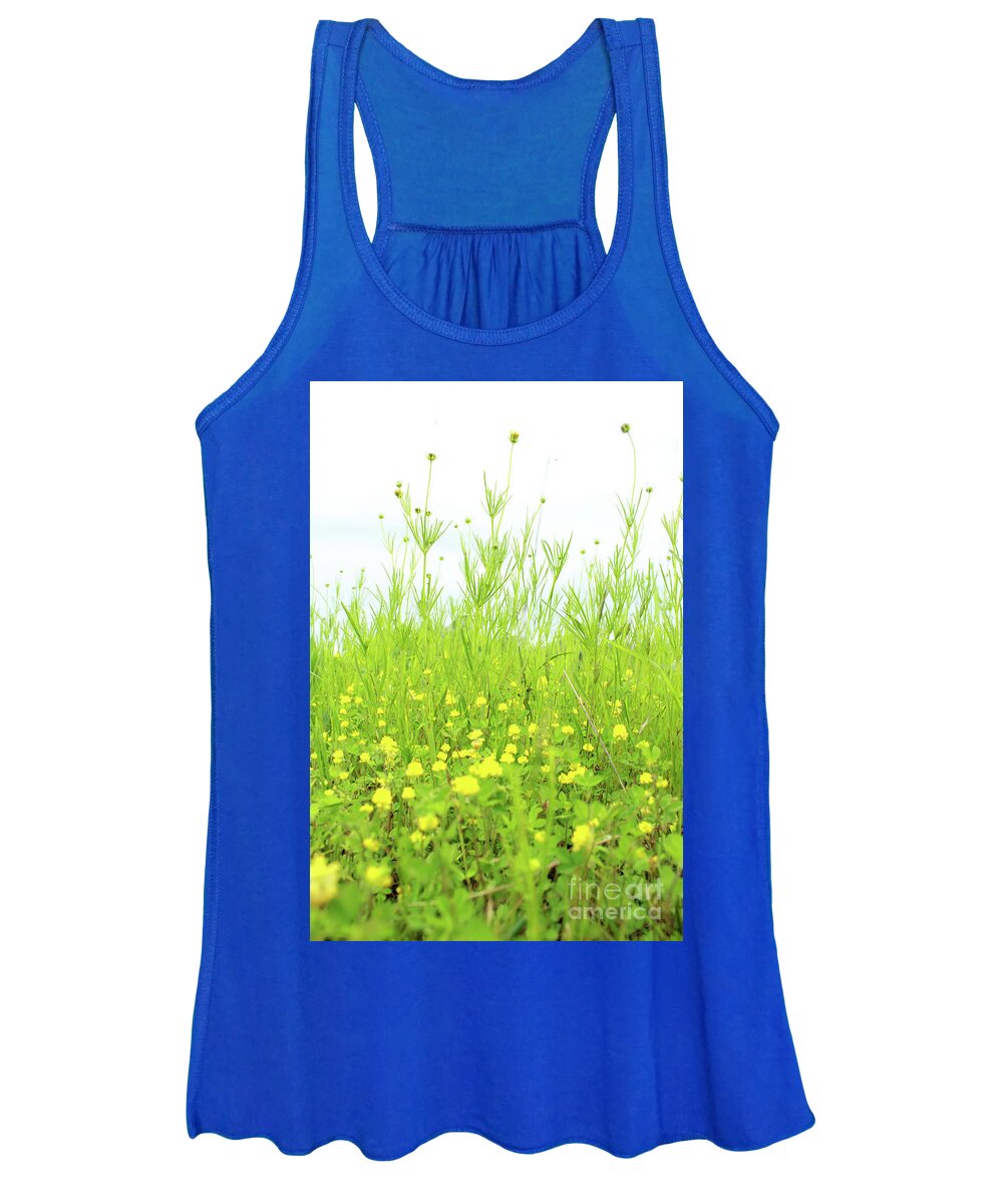 Yellow Women's Tank Top featuring the photograph Yellow Wildflowers in a Missouri Prairie by Adam Long