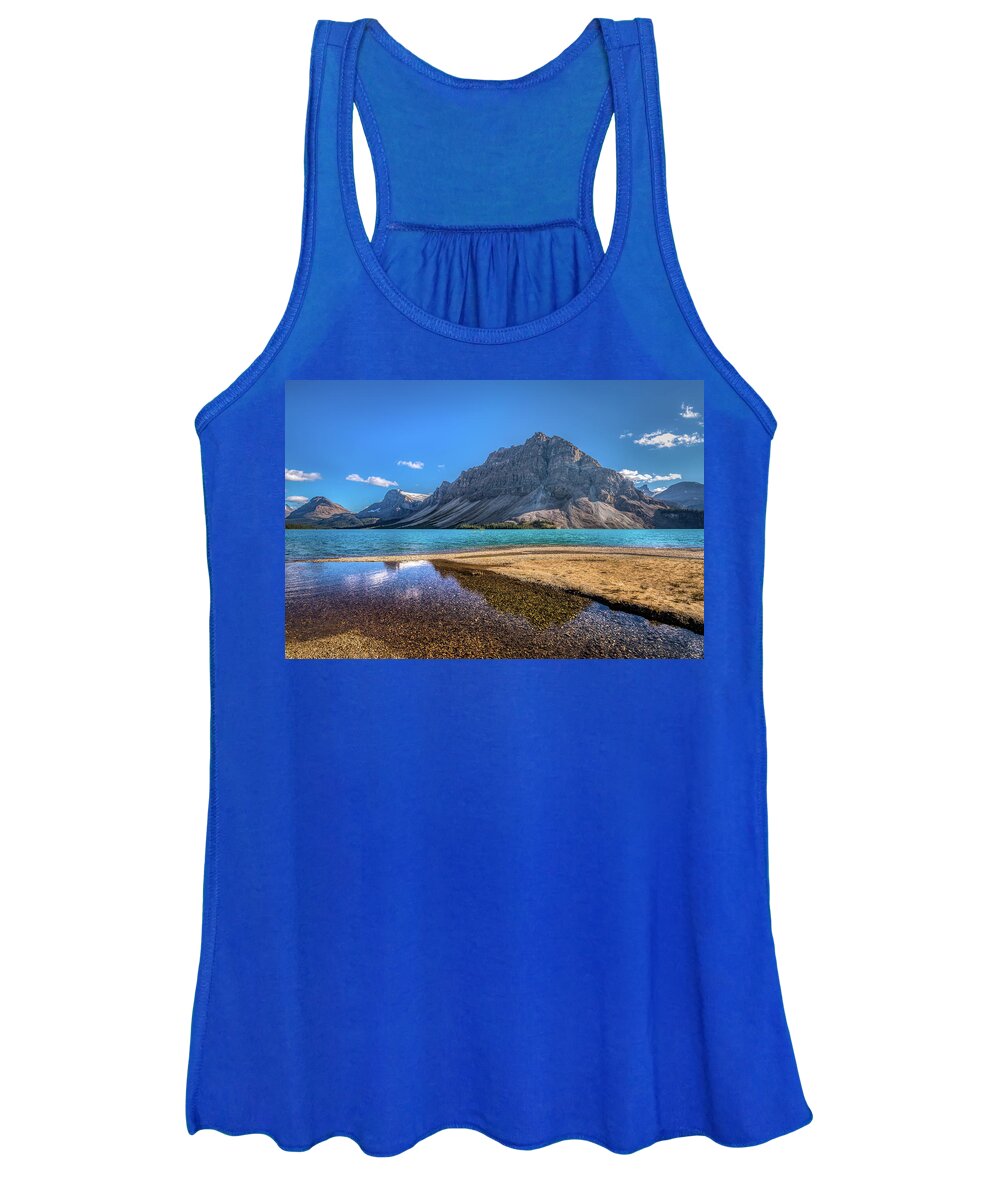 Alberta Women's Tank Top featuring the photograph Beautiful Bow Lake and Crowfoot Mountain by Andy Konieczny