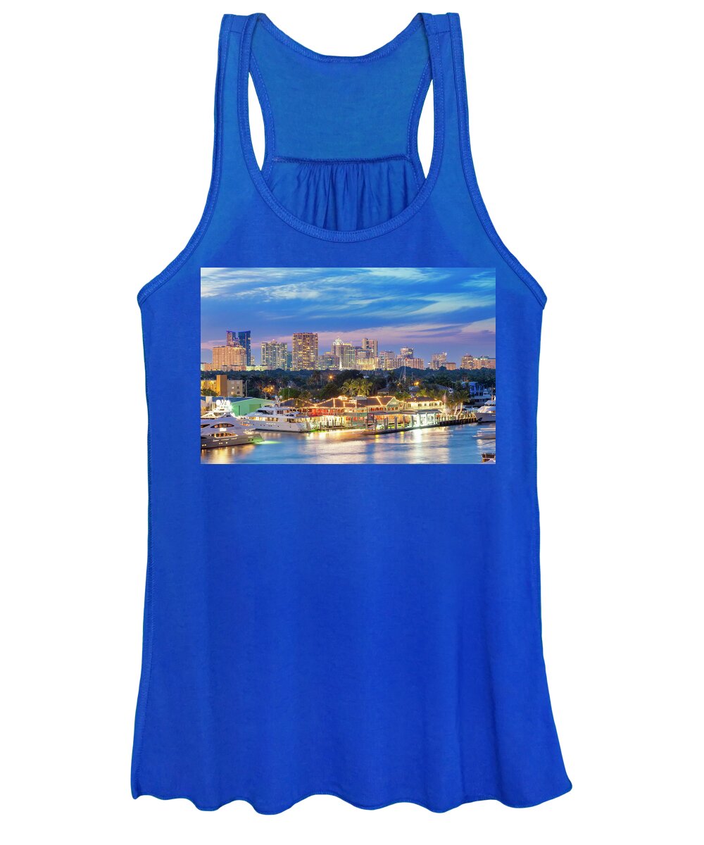 Estock Women's Tank Top featuring the digital art Boats On Canal & Skyline by Pietro Canali