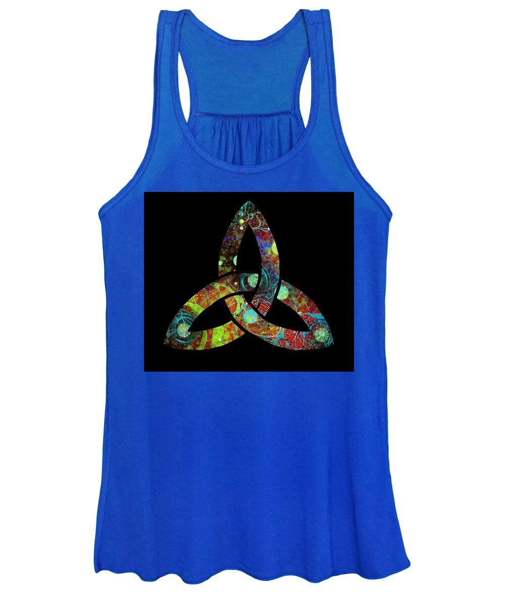 Triquetra Women's Tank Top featuring the drawing Celtic Triquetra or Trinity Knot Symbol 1 by Joan Stratton