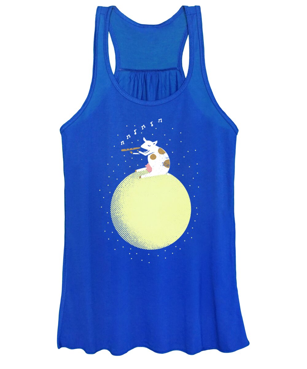 Cow Women's Tank Top featuring the drawing Decided To Stay by Eric Fan