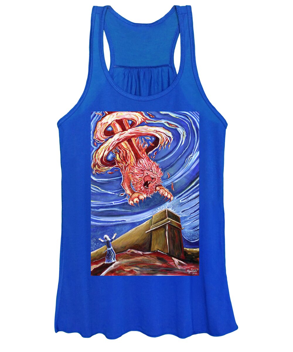 Fire Women's Tank Top featuring the painting Fire Lion Alter by Yom Tov Blumenthal