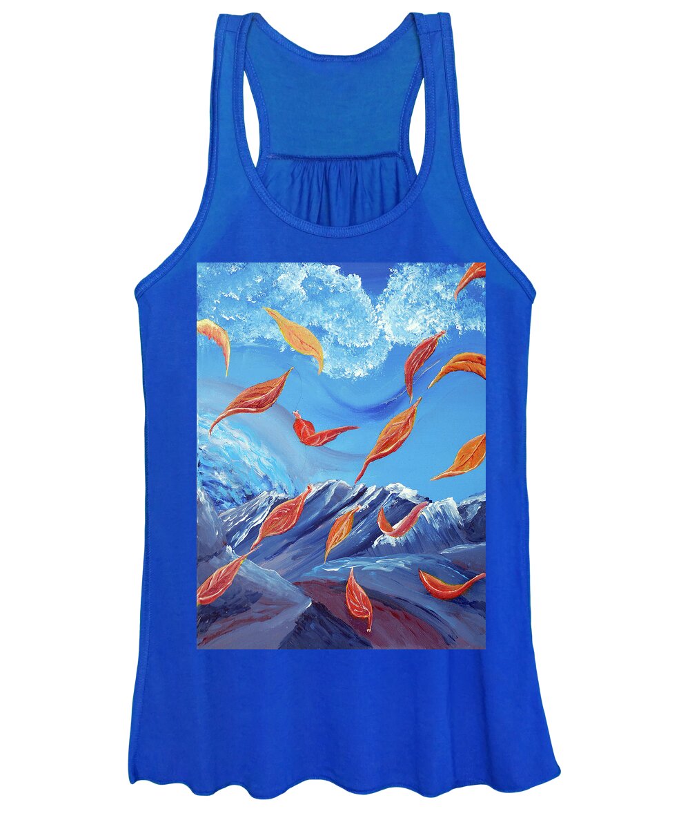  Beautiful Women's Tank Top featuring the painting Golden Leaves by Medea Ioseliani