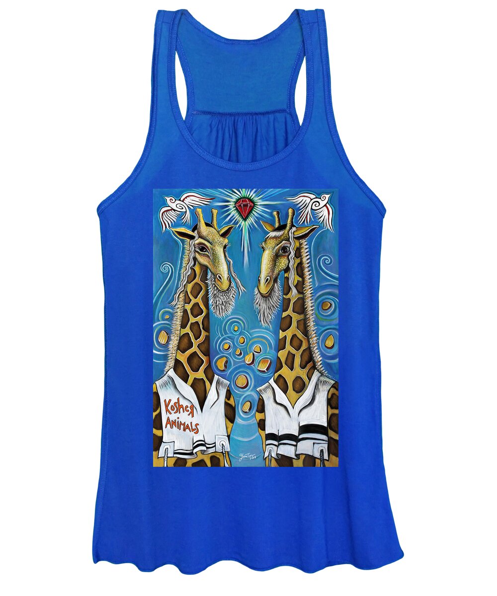 Giraffes Women's Tank Top featuring the painting Kosher Animals by Yom Tov Blumenthal