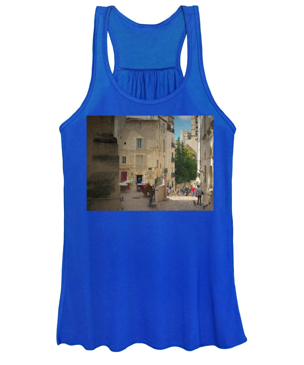 Montpellier Women's Tank Top featuring the photograph La Pizzeria by Bearj B Photo Art