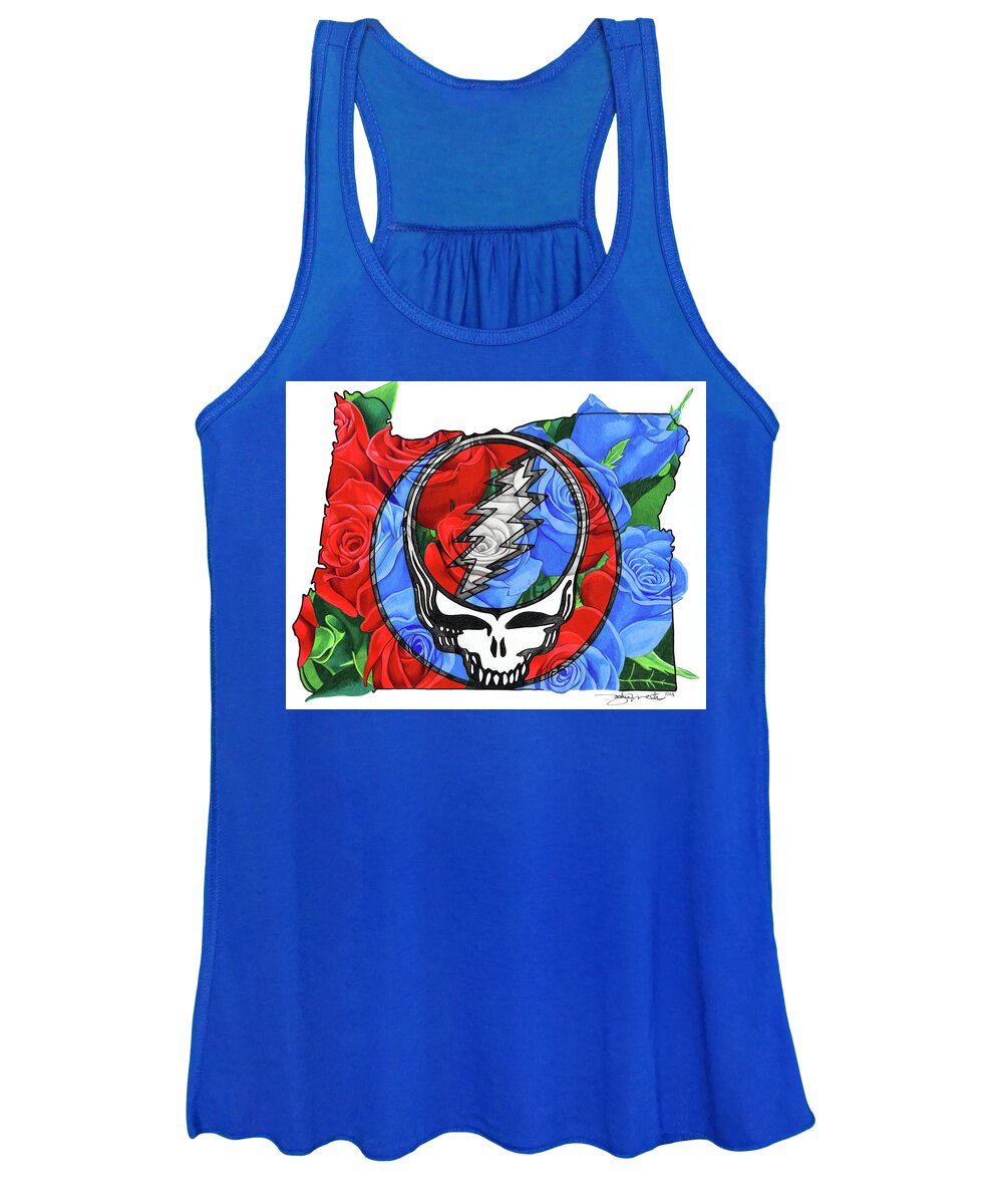 The Grateful Dead Women's Tank Top featuring the drawing Must Have Been The Oregon Roses by Joshua Morton