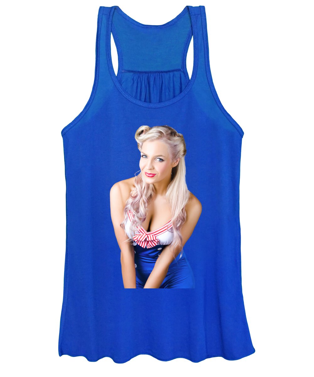 Sailor Women's Tank Top featuring the photograph Navy pinup woman by Jorgo Photography