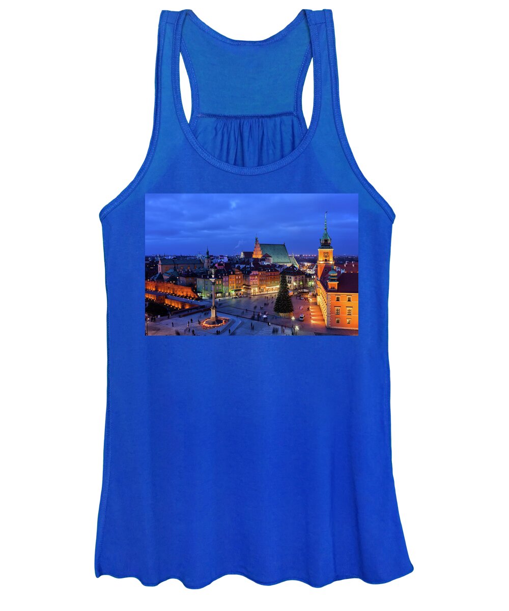 Warsaw Women's Tank Top featuring the photograph Old Town in City of Warsaw at Night by Artur Bogacki