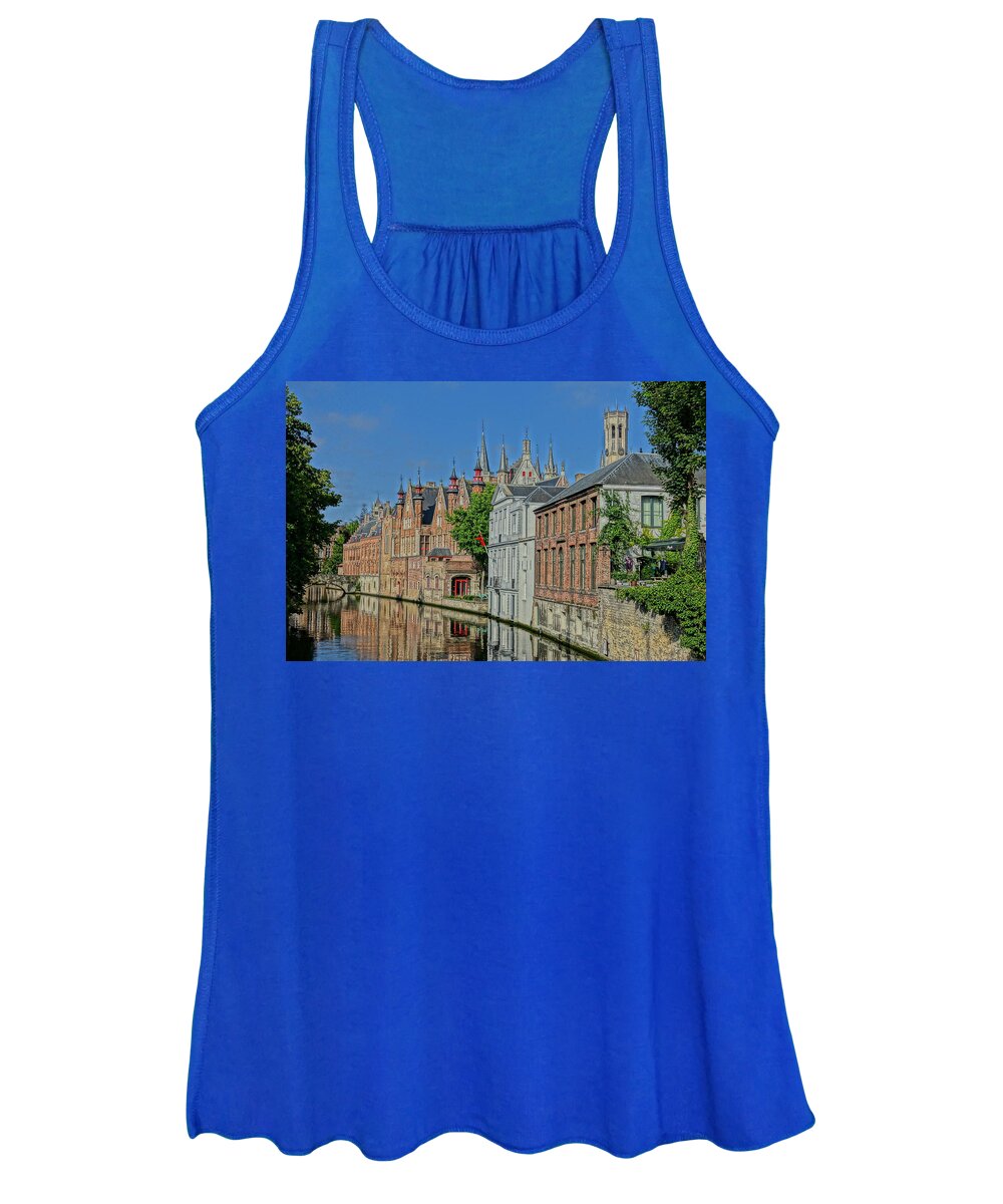 Reflection Women's Tank Top featuring the photograph Reflections along Bruges Canal by Patricia Caron