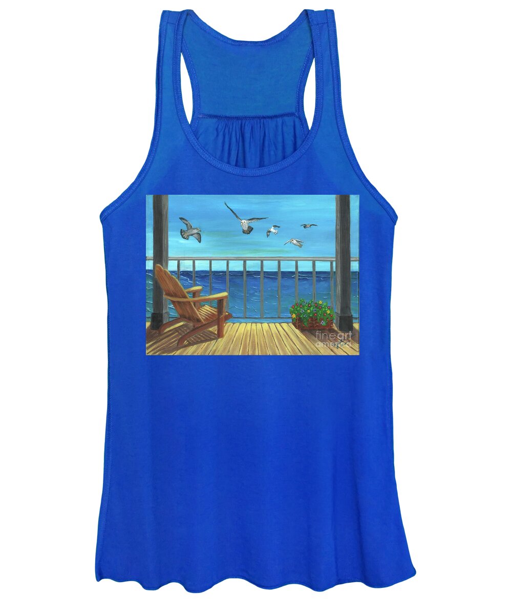 Beach Cottage Women's Tank Top featuring the painting Relaxing at Emerald Isle by Elizabeth Mauldin