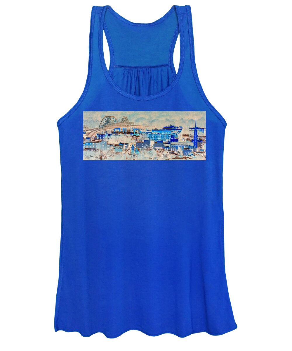 River Women's Tank Top featuring the digital art River Town by Phil S Addis