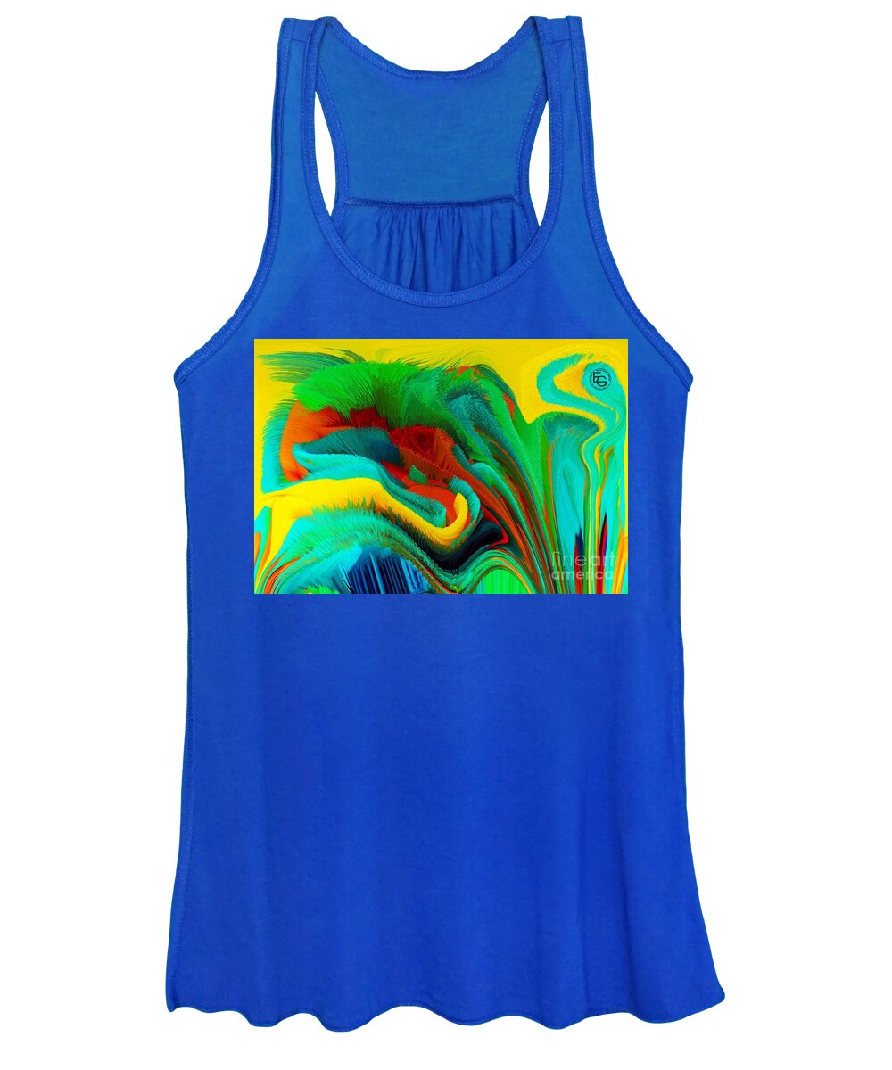 Bright Colors Women's Tank Top featuring the mixed media Flowers Of My Dreams 32 by Elena Gantchikova