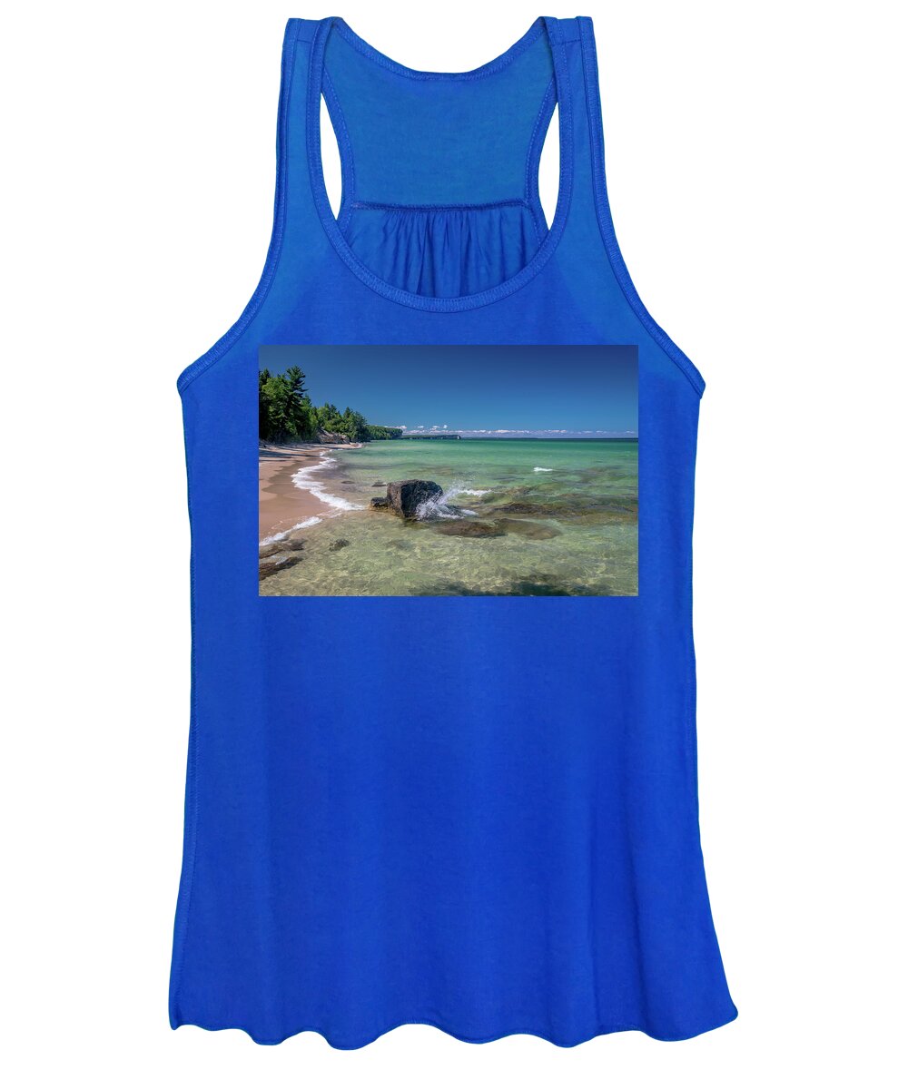 Lake Superior Women's Tank Top featuring the photograph Secluded Beach by Gary McCormick
