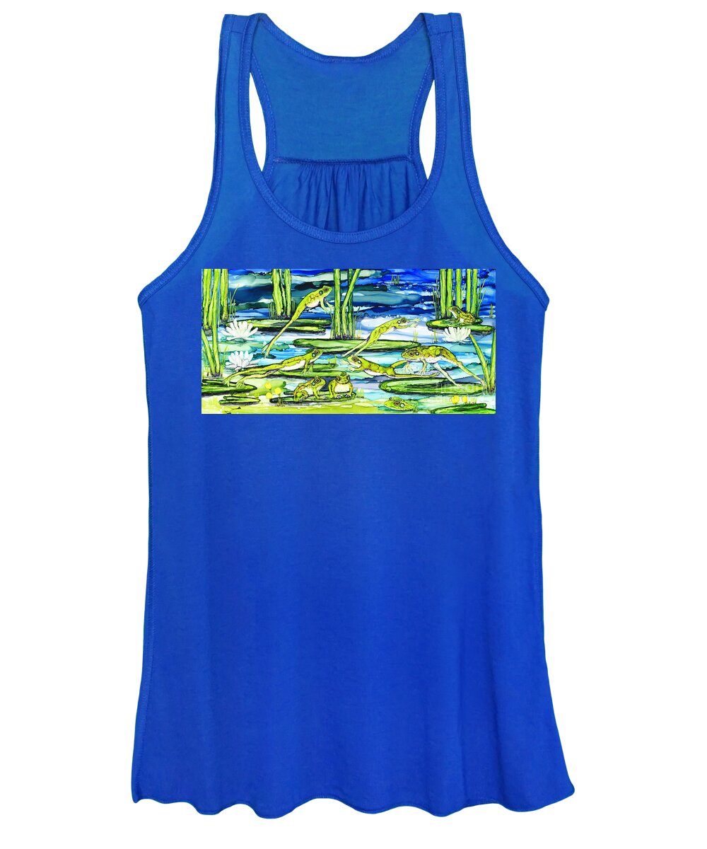 Alcohol Ink Women's Tank Top featuring the painting Spring is Jumping by Jan Killian