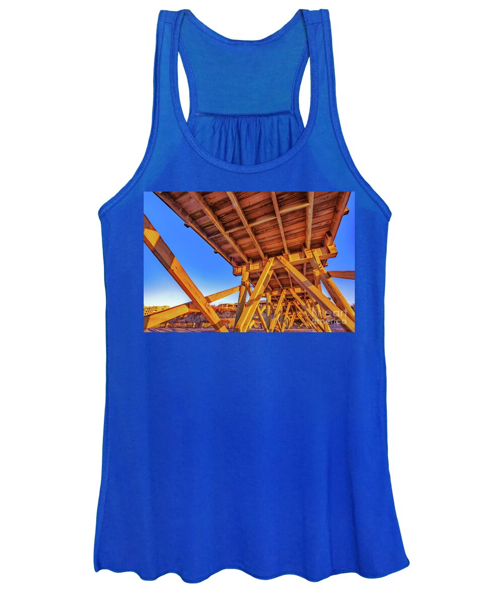 Pier Women's Tank Top featuring the photograph Sunrise Under the Sea Cabin Pier by David Smith