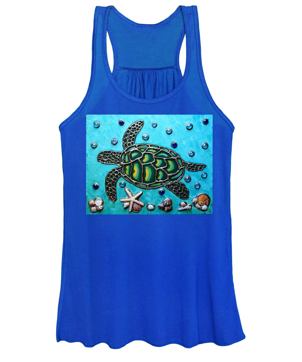 Ocean Women's Tank Top featuring the painting Swimming Sea Turtle by Cynthia Snyder