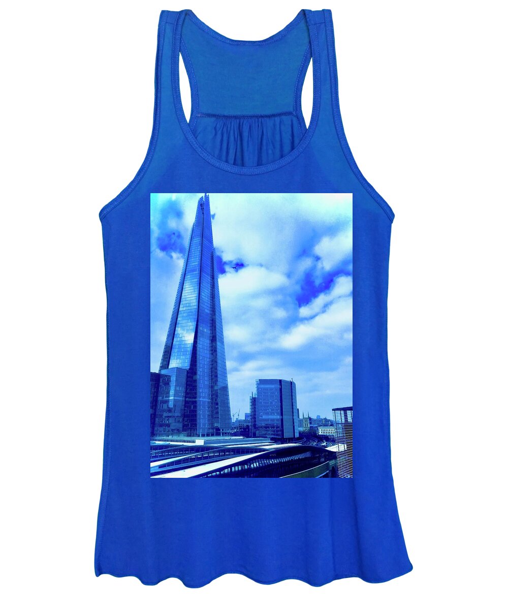The Shard Women's Tank Top featuring the photograph The Shard in Blue by Debra Grace Addison