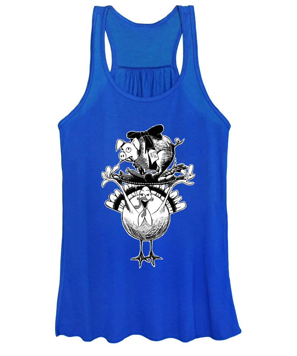 Pig Women's Tank Top featuring the digital art Turkey and Pig by Konni Jensen