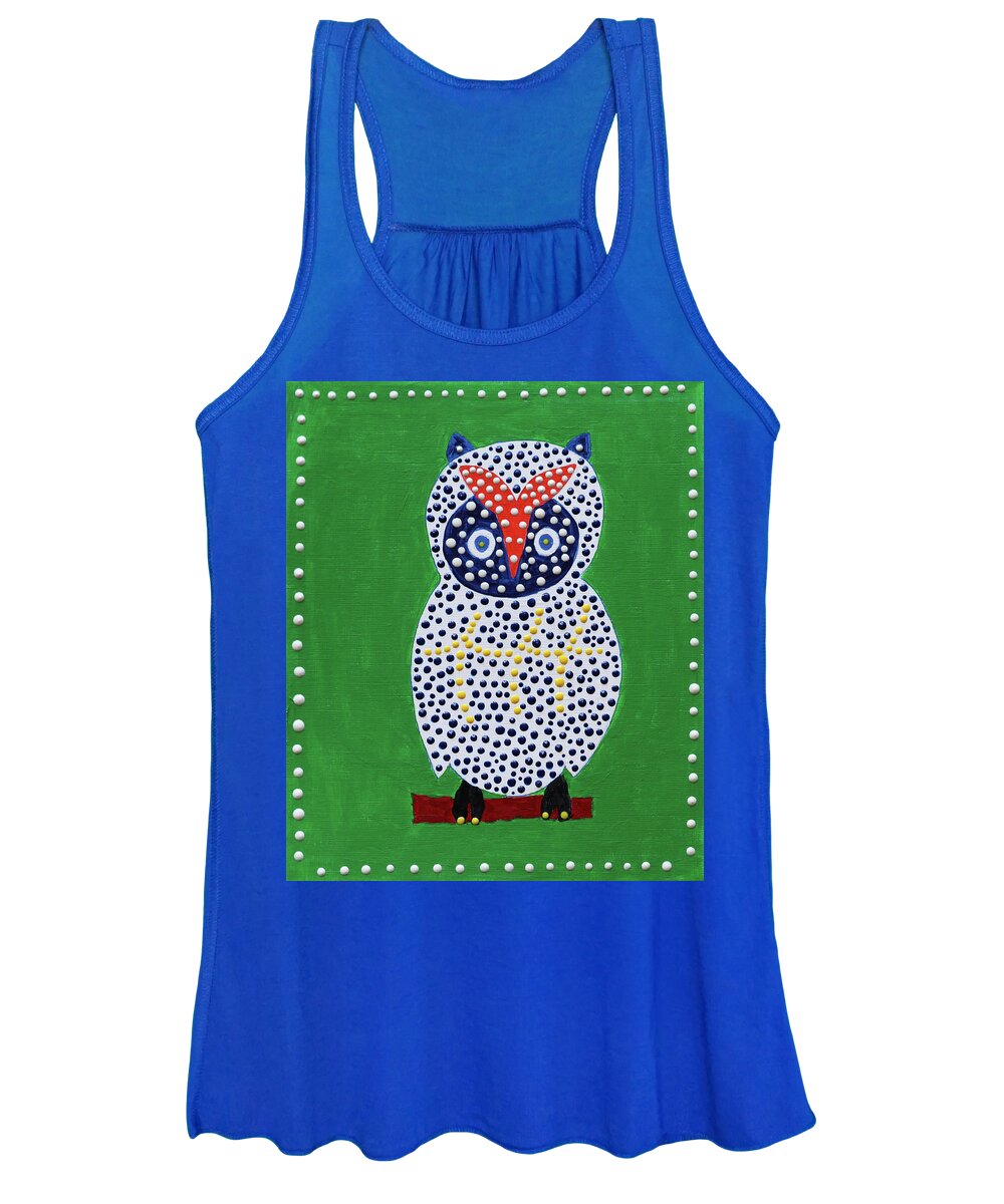 Owl Women's Tank Top featuring the painting Who by Deborah Boyd