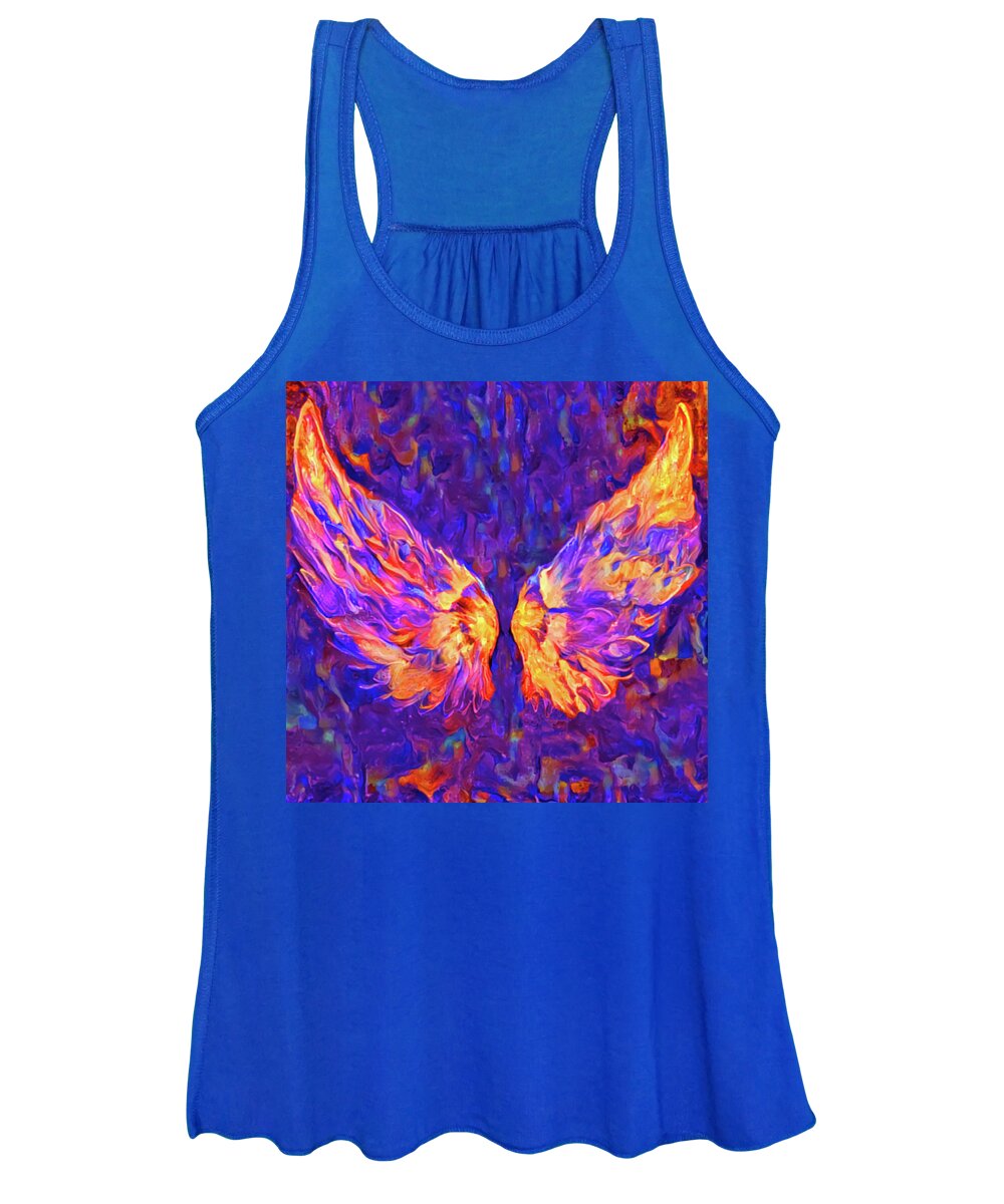 Women's Tank Top featuring the digital art Wings Of Light Purple Flames - Square by Artistic Mystic